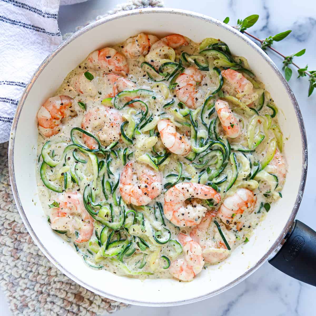 Creamy Garlic Shrimp with Zucchini Noodles -